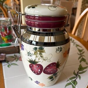 Floral and Fruit Ceramic Canister